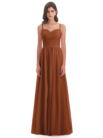 Madeline Spaghetti Straps Split Chiffon Bridesmaid Dresses