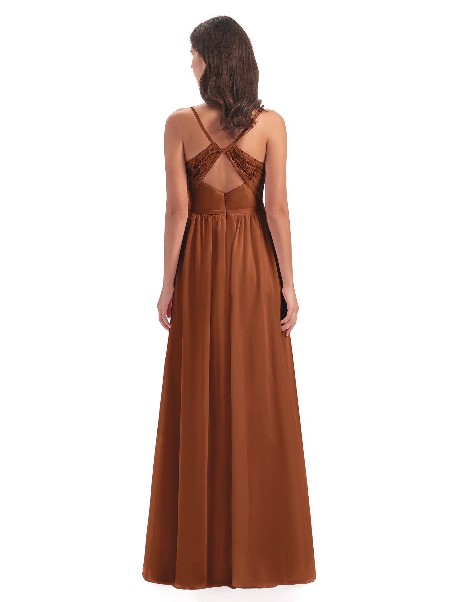 Madeline Spaghetti Straps Split Chiffon Bridesmaid Dresses