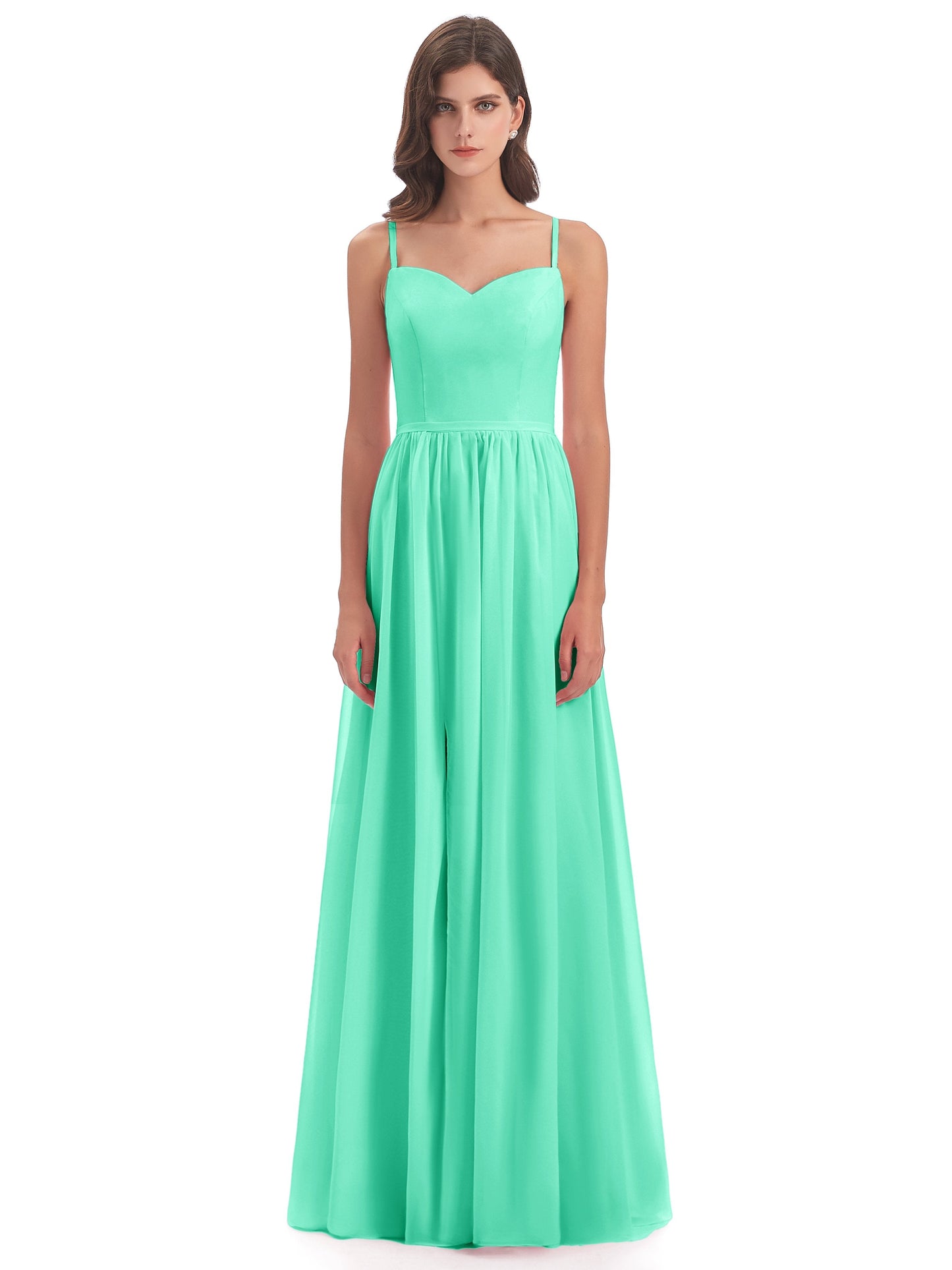 Madeline Spaghetti Straps Split Chiffon Bridesmaid Dresses