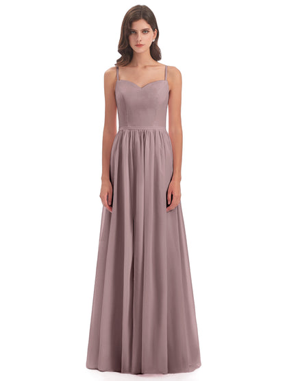 Madeline Spaghetti Straps Split Chiffon Bridesmaid Dresses