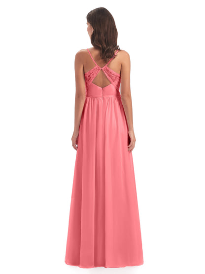 Madeline Spaghetti Straps Split Chiffon Bridesmaid Dresses