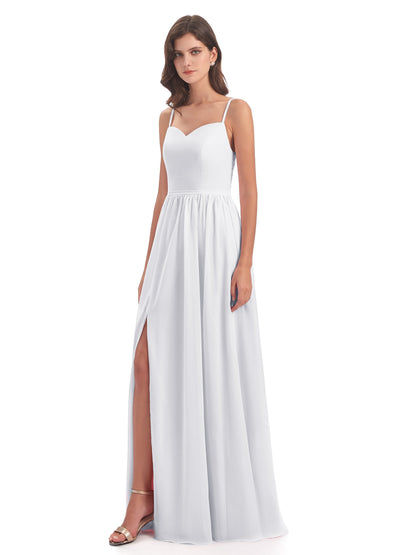 Madeline Spaghetti Straps Split Chiffon Bridesmaid Dresses