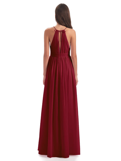 Marlowe Floor Length Halter Split Chiffon Bridesmaid Dresses