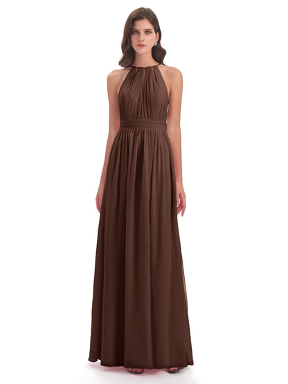 Marlowe Floor Length Halter Split Chiffon Bridesmaid Dresses