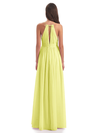 Marlowe Floor Length Halter Split Chiffon Bridesmaid Dresses