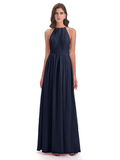 Marlowe Floor Length Halter Split Chiffon Bridesmaid Dresses