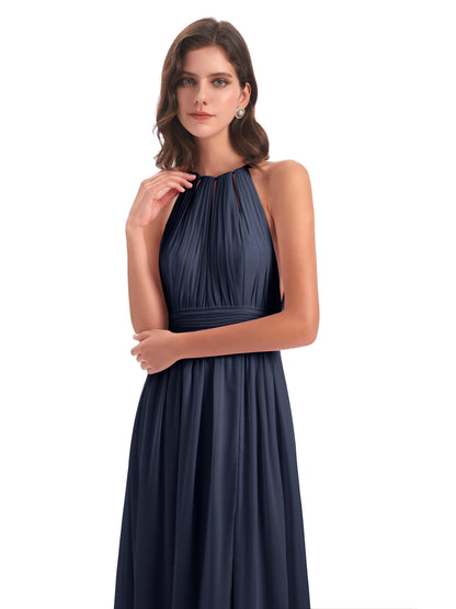 Marlowe Floor Length Halter Split Chiffon Bridesmaid Dresses