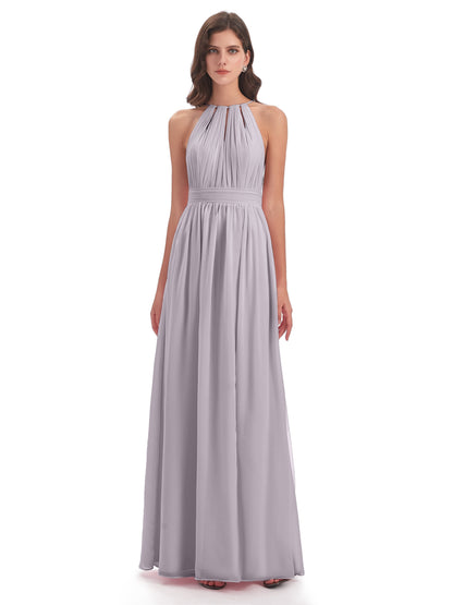 Marlowe Floor Length Halter Split Chiffon Bridesmaid Dresses