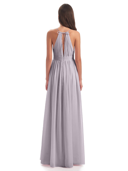 Marlowe Floor Length Halter Split Chiffon Bridesmaid Dresses