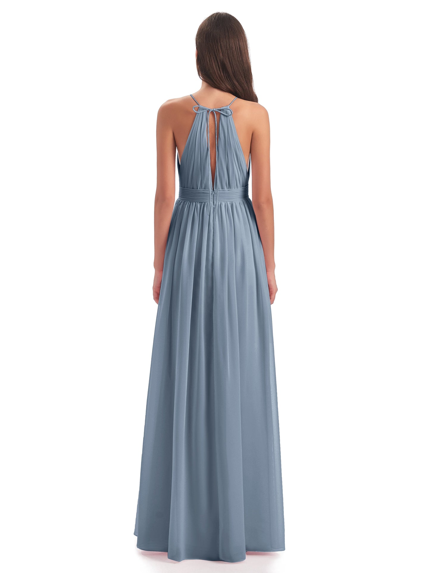 Marlowe Floor Length Halter Split Chiffon Bridesmaid Dresses