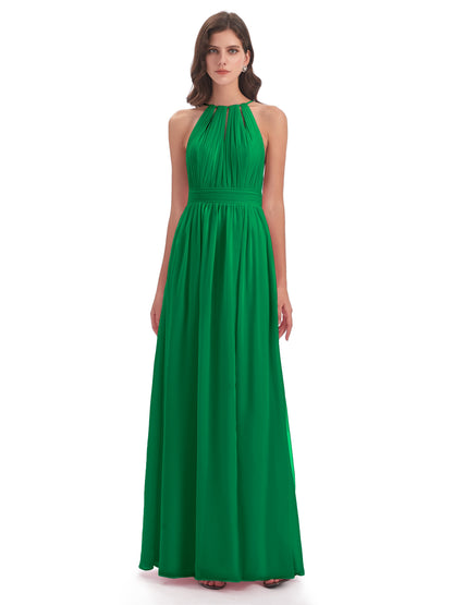 Marlowe Floor Length Halter Split Chiffon Bridesmaid Dresses