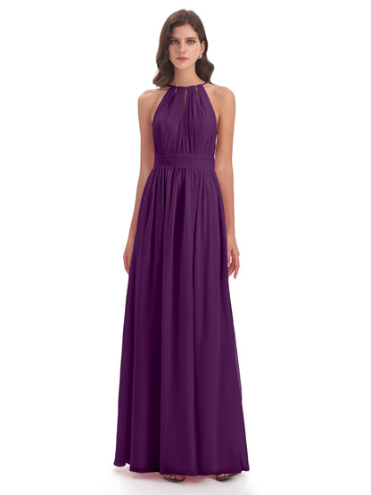 Marlowe Floor Length Halter Split Chiffon Bridesmaid Dresses