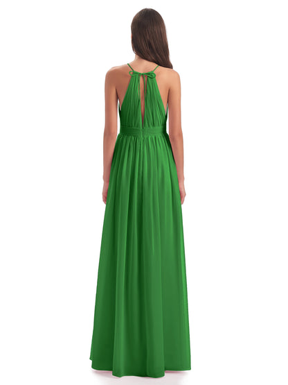 Marlowe Floor Length Halter Split Chiffon Bridesmaid Dresses