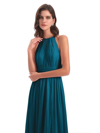 Marlowe Floor Length Halter Split Chiffon Bridesmaid Dresses