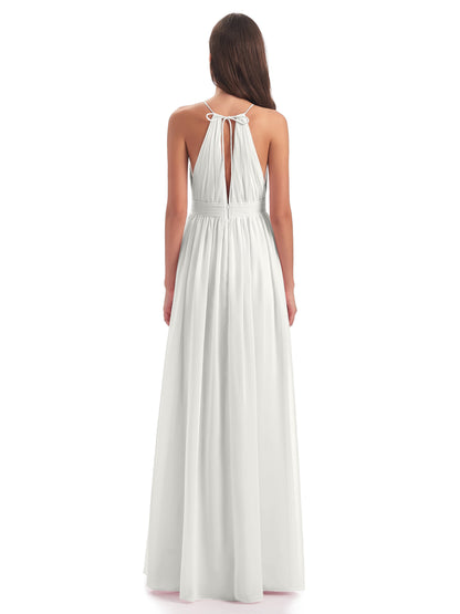 Marlowe Floor Length Halter Split Chiffon Bridesmaid Dresses