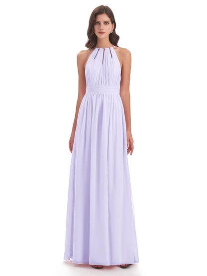 Marlowe Floor Length Halter Split Chiffon Bridesmaid Dresses