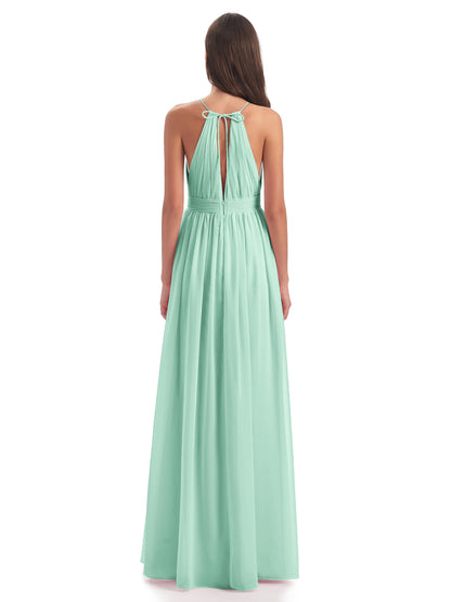 Marlowe Floor Length Halter Split Chiffon Bridesmaid Dresses
