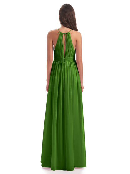 Marlowe Floor Length Halter Split Chiffon Bridesmaid Dresses
