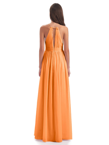 Marlowe Floor Length Halter Split Chiffon Bridesmaid Dresses