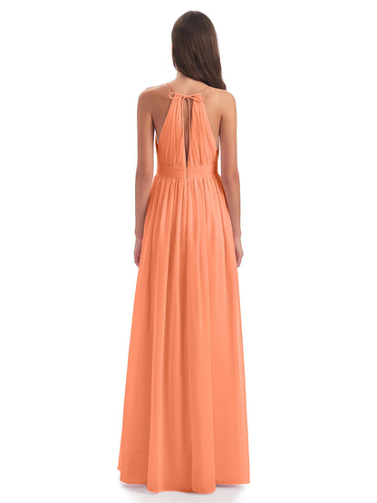 Marlowe Floor Length Halter Split Chiffon Bridesmaid Dresses