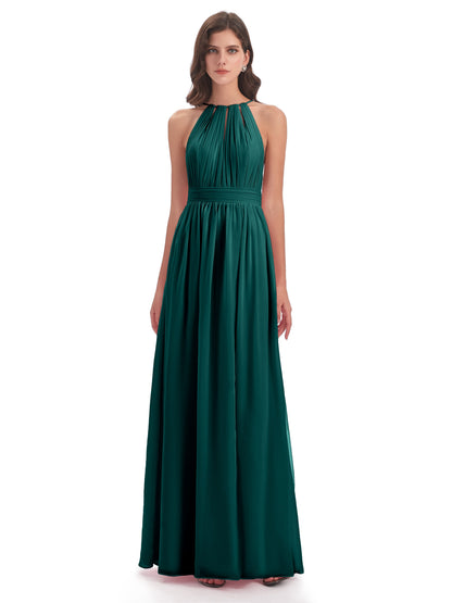 Marlowe Floor Length Halter Split Chiffon Bridesmaid Dresses