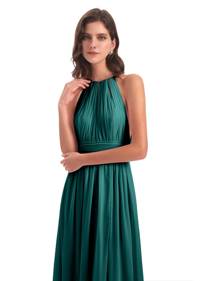 Marlowe Floor Length Halter Split Chiffon Bridesmaid Dresses