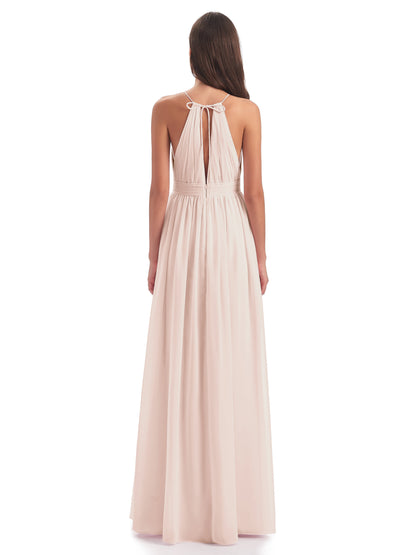 Marlowe Floor Length Halter Split Chiffon Bridesmaid Dresses