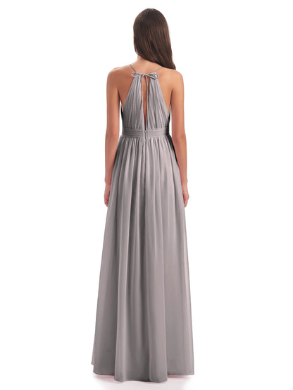 Marlowe Floor Length Halter Split Chiffon Bridesmaid Dresses