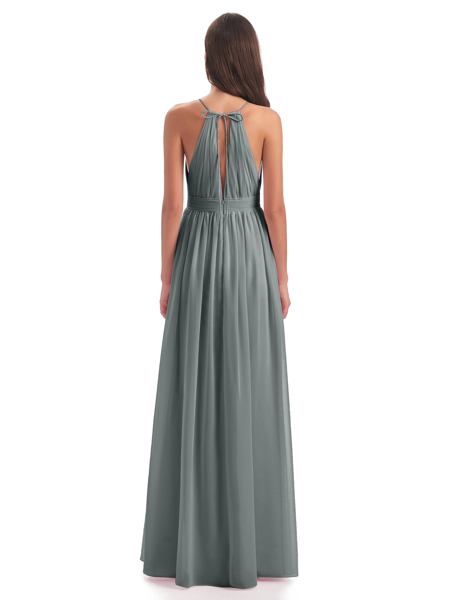 Marlowe Floor Length Halter Split Chiffon Bridesmaid Dresses