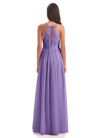 Marlowe Floor Length Halter Split Chiffon Bridesmaid Dresses