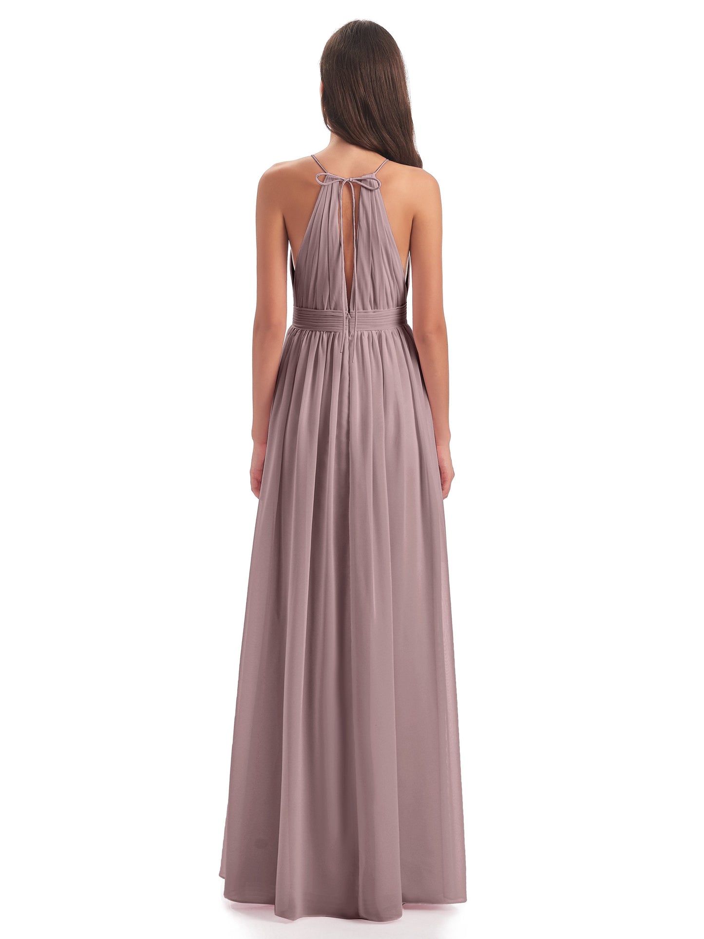 Marlowe Floor Length Halter Split Chiffon Bridesmaid Dresses