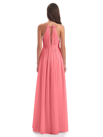Marlowe Floor Length Halter Split Chiffon Bridesmaid Dresses