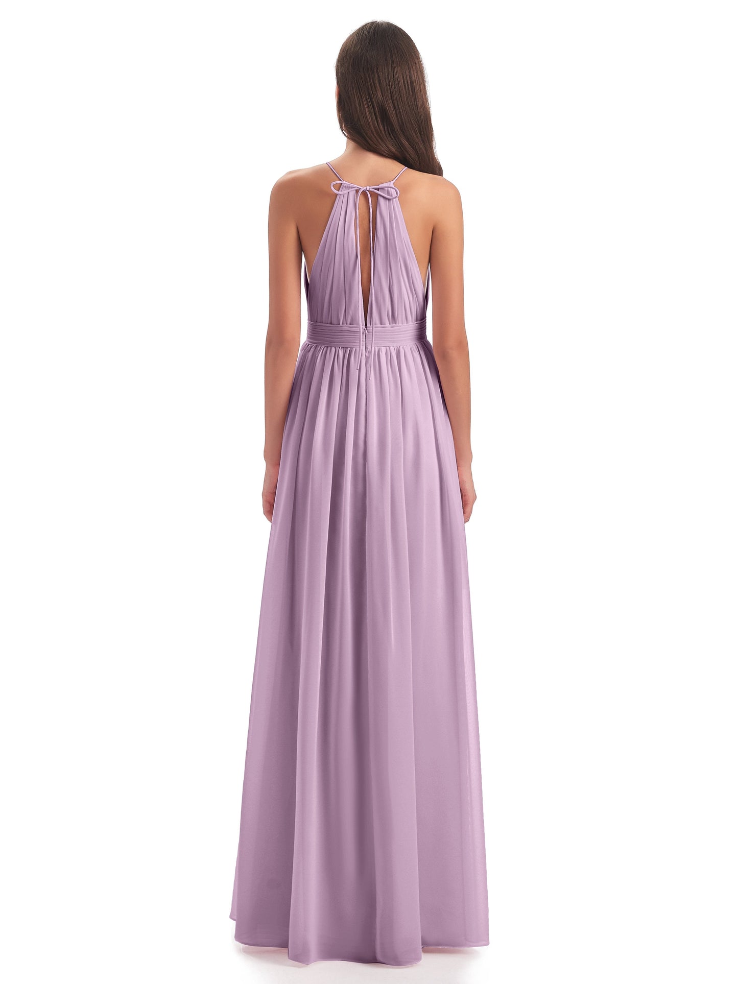 Marlowe Floor Length Halter Split Chiffon Bridesmaid Dresses