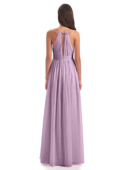 Marlowe Floor Length Halter Split Chiffon Bridesmaid Dresses
