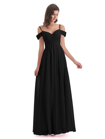 Mia A-line Off The Shoulder Long Bridesmaid Dresses