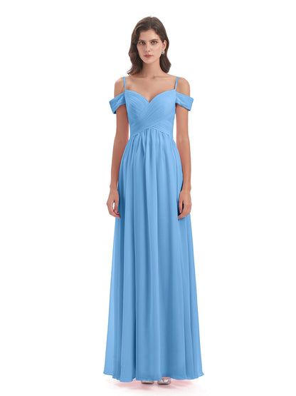 Mia A-line Off The Shoulder Long Bridesmaid Dresses