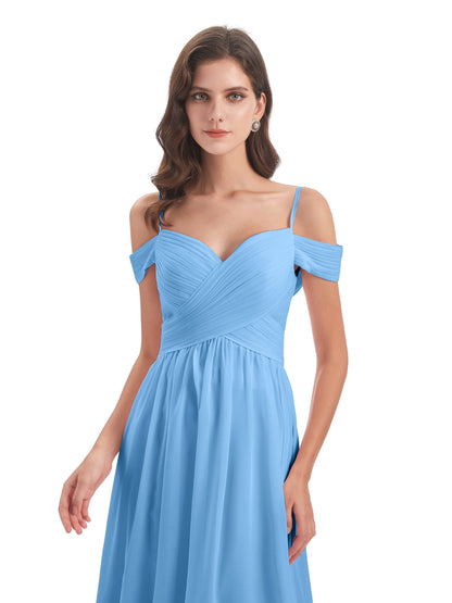 Mia A-line Off The Shoulder Long Bridesmaid Dresses