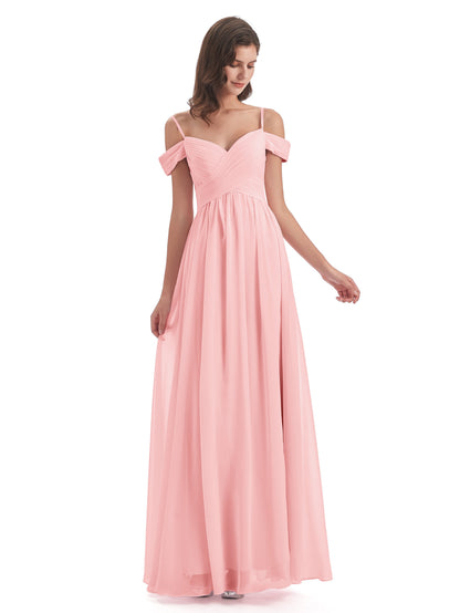 Mia A-line Off The Shoulder Long Bridesmaid Dresses