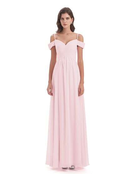 Mia A-line Off The Shoulder Long Bridesmaid Dresses