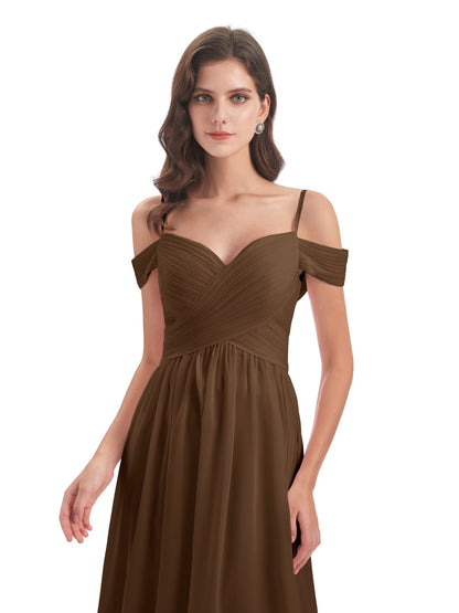 Mia A-line Off The Shoulder Long Bridesmaid Dresses