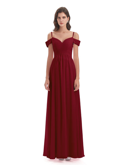 Mia A-line Off The Shoulder Long Bridesmaid Dresses