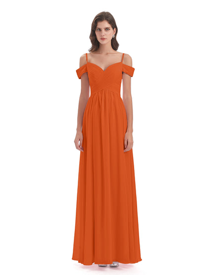 Mia A-line Off The Shoulder Long Bridesmaid Dresses