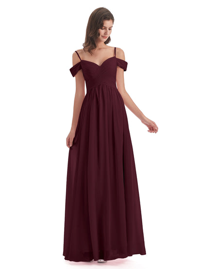 Mia A-line Off The Shoulder Long Bridesmaid Dresses