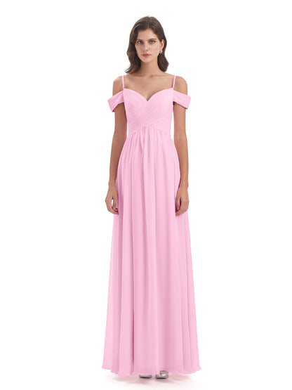 Mia A-line Off The Shoulder Long Bridesmaid Dresses
