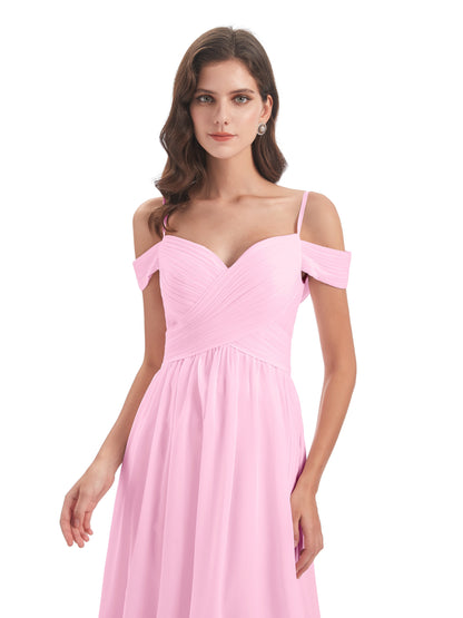 Mia A-line Off The Shoulder Long Bridesmaid Dresses