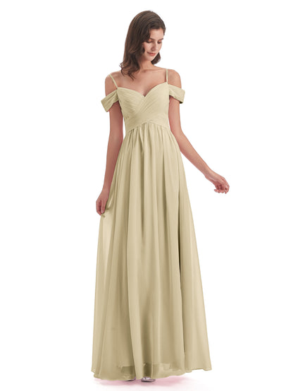 Mia A-line Off The Shoulder Long Bridesmaid Dresses