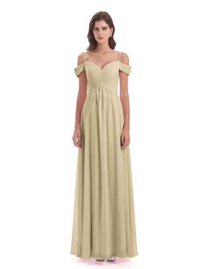 Mia A-line Off The Shoulder Long Bridesmaid Dresses