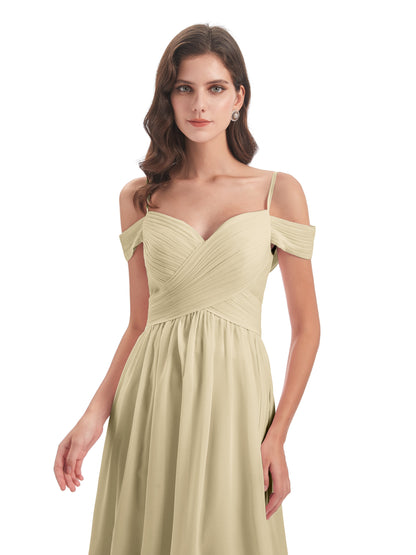 Mia A-line Off The Shoulder Long Bridesmaid Dresses