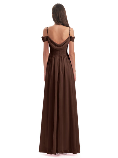 Mia A-line Off The Shoulder Long Bridesmaid Dresses