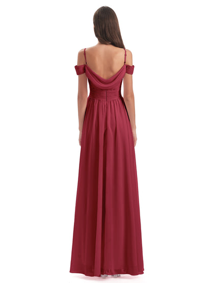 Mia A-line Off The Shoulder Long Bridesmaid Dresses